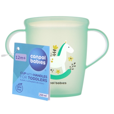 Canpol babies Kubek otwarty z uchwytami 250 ml TOYS zielony 2/101_gre