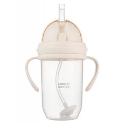 Kubek Niekapek z Rurką i Odważnikiem 270 ml Kremowy 56/623_cre Canpol Babies