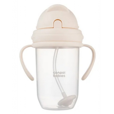 Kubek Niekapek z Rurką i Odważnikiem 270 ml Kremowy 56/623_cre Canpol Babies