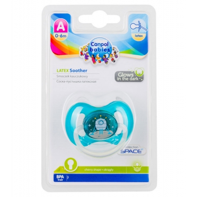 Canpol babies Smoczek Uspokajający Kauczuk 0-6m Okrągły Space Niebieski 23/221_blu