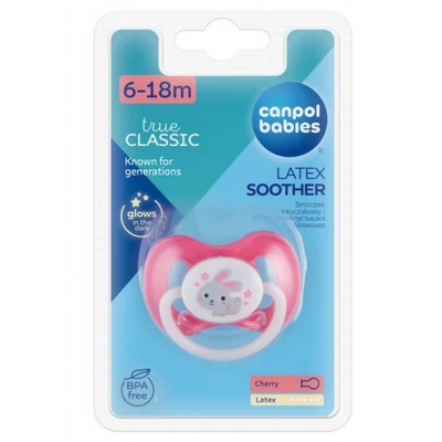 Smoczek Uspok. Kauczuk 6-18m Okrągły Bunny&Company Róż 23/278_pin Canpol Babies