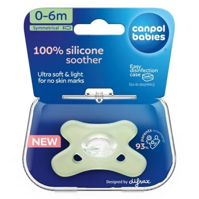 Smoczek 100% Silikonowy 0-6m Symetryczny 24/001_gre Canpol Babies