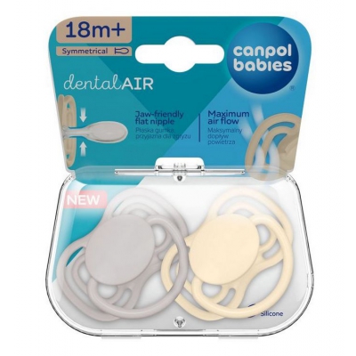 Smoczek Silikonowy 18m+ Symetryczny Dental Air 2 szt. Kremowy 23/230 Canpol Babies