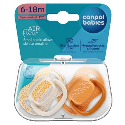 Smoczek Uspokajający Silikonowy 6-18m Symetryczny Mountains 2 szt. Żółte Canpol Babies