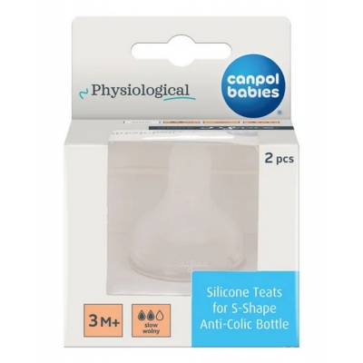Smoczek Silikonowy do butelki S-shape M (wolny) 2 szt. 59/892 Canpol Babies