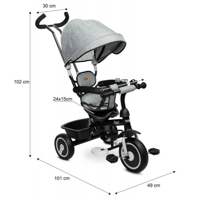 Rowerek 3-kołowy Buzz Grey Caretero Toyz