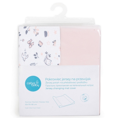 Pokrowiec na Przewijak (50x70-80) 2 szt. Candy Pink + Bird World Ceba Baby