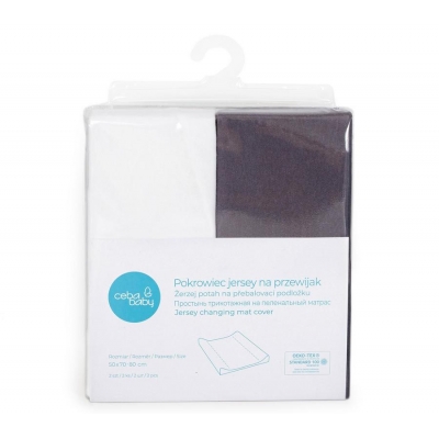 Pokrowiec na Przewijak (50x70-80) 2 szt. Dark grey + White Ceba Baby