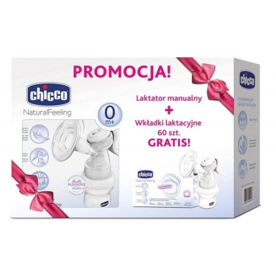 Laktator Ręczny Natural Feeling + Wkładki Laktacyjne CHICCO
