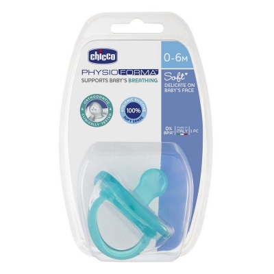 Smoczek Uspokajający, Silikonowy PhysioForma Soft 0-6m Turkusowy / CHICCO