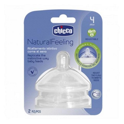 Smoczek Silikonowy do Butelki Natural Feeling 4m+ / CHICCO 2 sztuki
