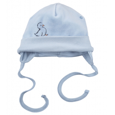 Czapka Dziecięca Welurowa Little Ducks w kolorze Niebieskim rozmiar 056 Eevi