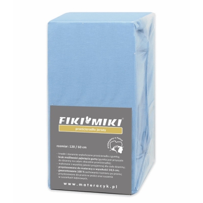 Prześcieradło Jersey z Gumką 120/60 cm. Błękitne / Fiki Miki