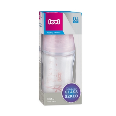 Butelka Szklana DIAMOND GLASS 150 ml Baby Shower 74/104 Girl LOVI