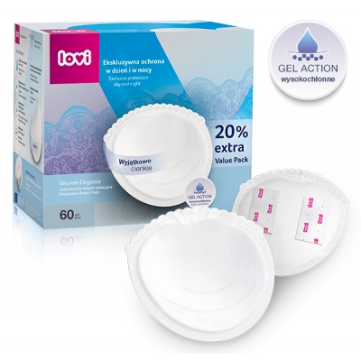 NOWE Wkładki Laktacyjne Discreet Elegance 19/607 (60 szt.Białe) LOVI