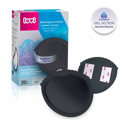 Wkładki Laktacyjne Discreet Elegance 19/611 (20 szt.Czarne) LOVI