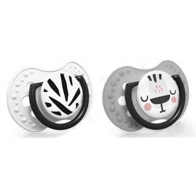 LOVI Smoczek Silikonowy Dynamiczny 6-18m+ Salt&Pepper (2-sztuki)