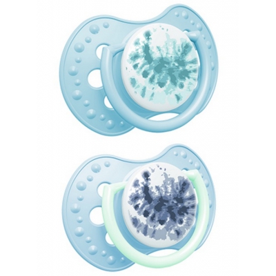Smoczek Silikonowy Dynamiczny LOVI 3-6 m 2 szt. Tie Dye Blue 22/918boy