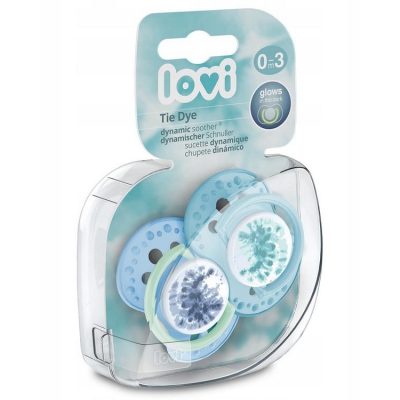 Smoczek Silikonowy Dynamiczny LOVI 0-3 m 2 szt. Tie Dye Blue 22/917boy