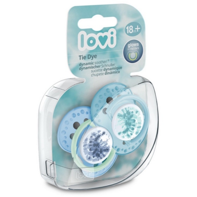 Smoczek Silikonowy Dynamiczny LOVI 18m+ 2 szt. Tie Dye Blue 22/920boy