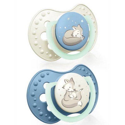 Smoczek Silikonowy Dynamiczny LOVI 0-3m 2 szt. Night&Day Boy 22/913boy