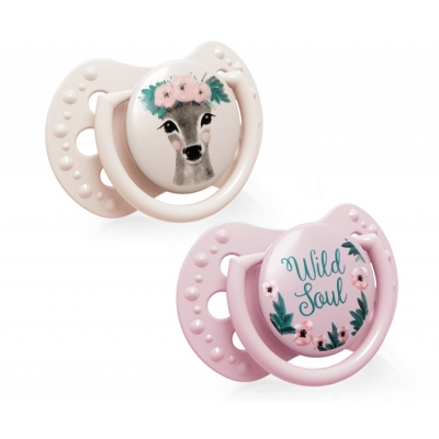LOVI Smoczek Silikonowy Dynamiczny 0-2m  Wild Soul Girl 22/881girl 2 sztuki