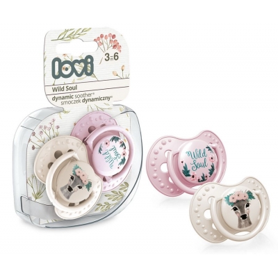 LOVI Smoczek Silikonowy Dynamiczny 3-6m 2 szt Wild Soul Girl 22/883