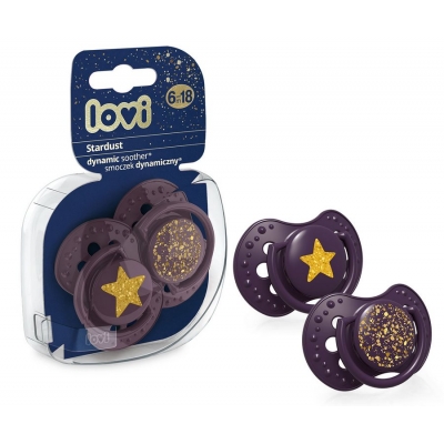 LOVI Smoczek Silikonowy Dynamiczny 6-18m Stardust 2 sztuki Violet 22/894