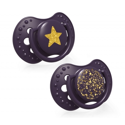 LOVI Smoczek Silikonowy Dynamiczny 0-3m Stardust Violet 22/892 (2-sztuki)