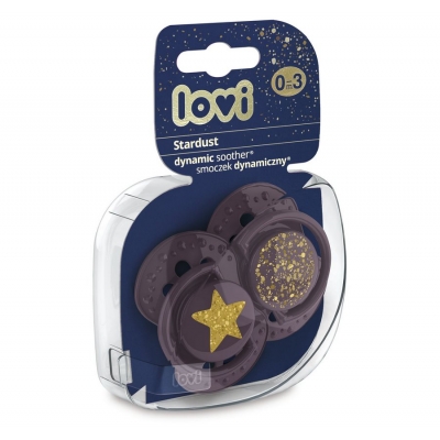 LOVI Smoczek Silikonowy Dynamiczny 0-3m Stardust Violet 22/892 (2-sztuki)