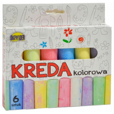 Kreda chodnikowa kolorowa 6 sztuk Dromader