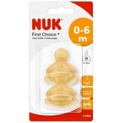 Lateksowy Smoczek do butelki NUK First Choice 0-6 miesięcy M / 2 szt.