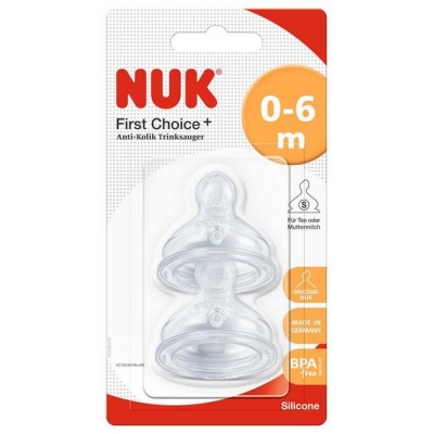 Silikonowy smoczek do butelki NUK First Choice Plus 0-6 miesięcy M -2 szt.
