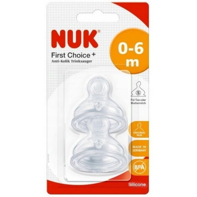 Silikonowy Smoczek do butelki NUK First Choice 0-6 miesięcy S / 2 szt.
