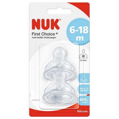 Silikonowy Smoczek do butelki NUK First Choice 6-18 miesięcy M / 2 szt.