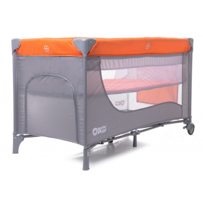 PlusBaby Dwupoziomowe Łóżeczko Turystyczne Orange / Grey
