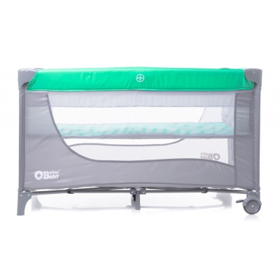PlusBaby Dwupoziomowe Łóżeczko Turystyczne Green / Grey