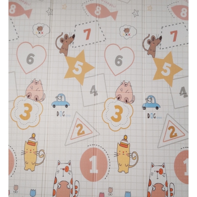 Dwustronna Składana Mata Edukacyjna z pianki XPE 160x180 Cyferki PlusBaby
