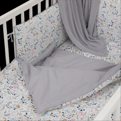 Zestaw Pościeli 3-elementowy Jarzębina Popiel Plus Baby