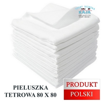 Pieluszka Tetrowa Biała o rozmiarze 80 x 80 cm.