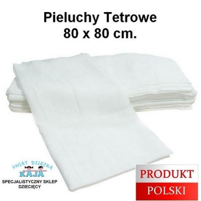 Pieluszka Tetrowa Biała o rozmiarze 80 x 80 cm.
