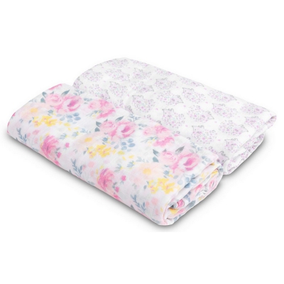 Pielucha Bambusowa 2-Pak Kwiaty+Jeże 120x120 Sensillo