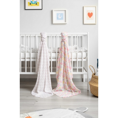 Pielucha Bambusowa 2-Pak Kwiaty+Jeże 120x120 Sensillo