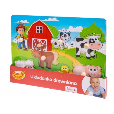 Układanka Drewniana Farma Uchwyty SPW83608 Smily Play