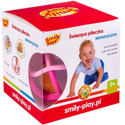 Grzechotka Sensoryczna Świecąca Miękka Piłka Różowa SP83659 Smily Play