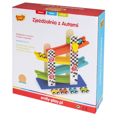 Drewniana Zjeżdżalnia z Autami AC6653 Smily Play