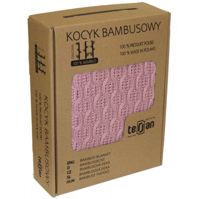 Kocyk bambusowy Squares 80x100 cm kolor Deep Pink Terjan