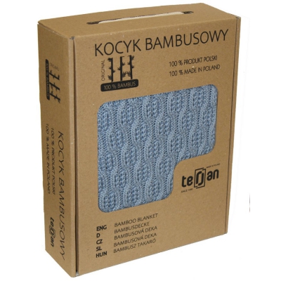 Kocyk bambusowy Squares 80x100 cm kolor Denim Blue Terjan