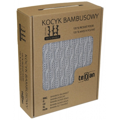 Kocyk bambusowy Squares 80x100 cm kolor Steel Grey Terjan