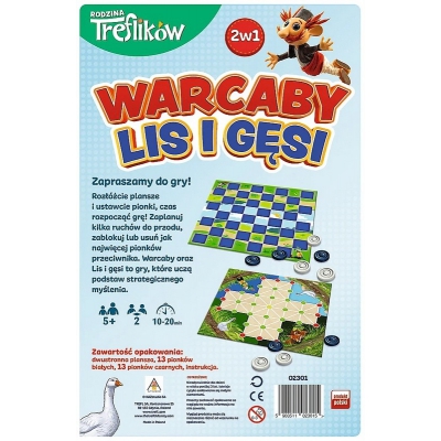 Gra Planszowa 2w1 Warcaby / Lis i Gęsi - Rodzina Treflików 02301 Trefl
